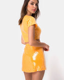 Ewi Skirt in Tangerine with Clear Sequin