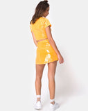 Ewi Skirt in Tangerine with Clear Sequin