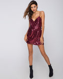 Fabia Wrap Dress in Mini Sequin Burgundy