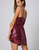 Fabia Wrap Dress in Mini Sequin Burgundy