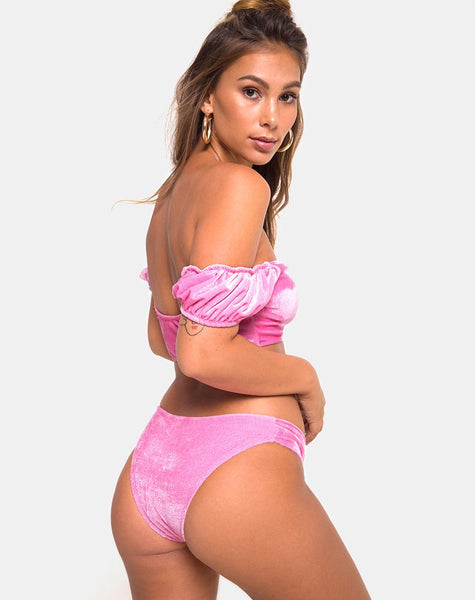 Fabienne Bikini Bottom in Velvet Candy Pink