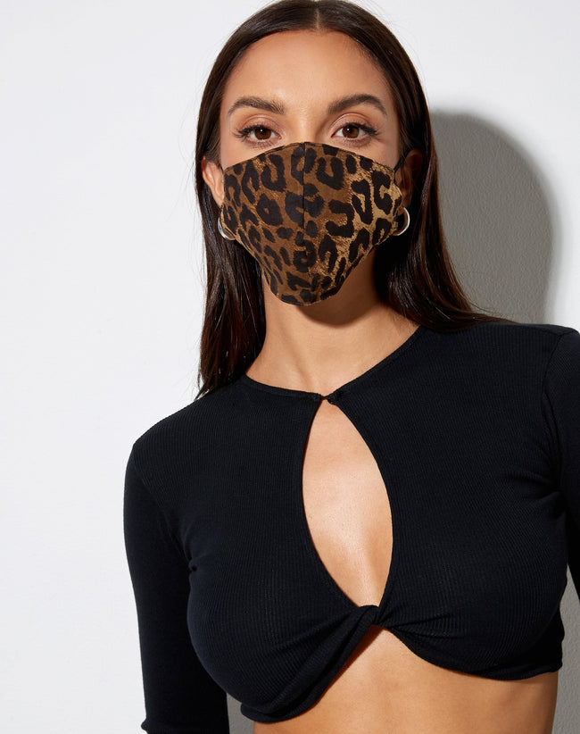 Face Mask in Night Leopard Brown