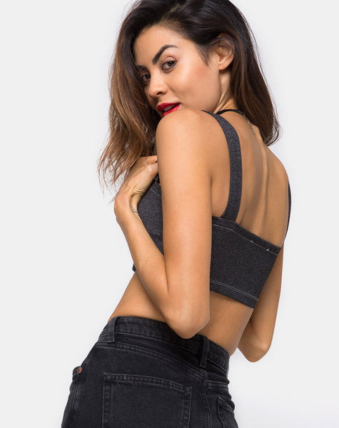 Fallon Crop Top in Denim Black