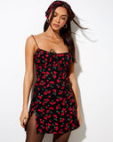 Image of FAMALA DRESS CHERRIES BLACK