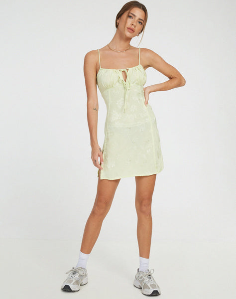 image of Famala Slip Dress in Satin Rose Pistachio