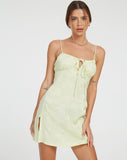 image of Famala Slip Dress in Satin Rose Pistachio