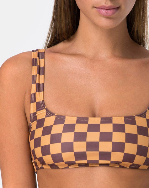 Farida Bikini Top in Mocha Checker