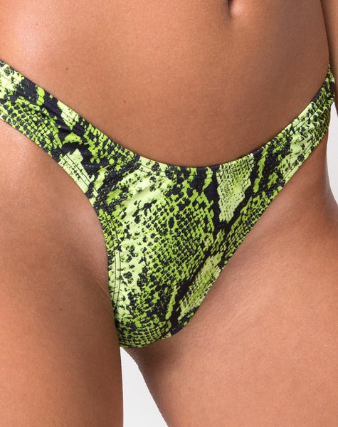 Farida Bikini Bottom in Slime Lime Snake