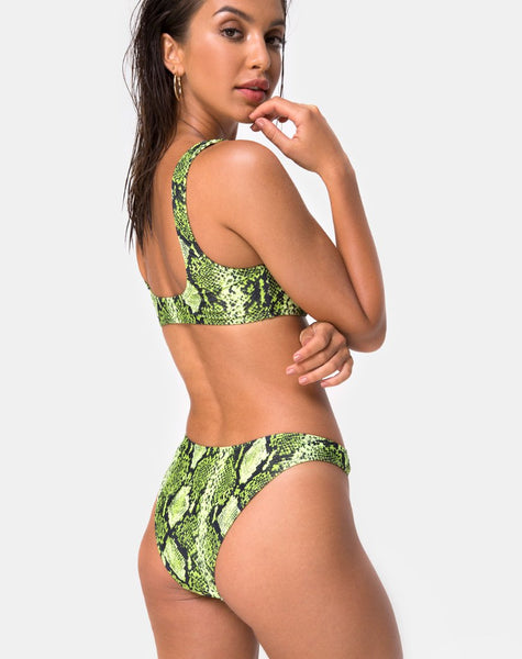 Farida Bikini Bottom in Slime Lime Snake