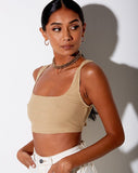 Adela Crop Top in Rib Camel