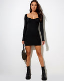 Image of Indri Mini Dress in Rib Black