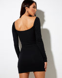 Image of Indri Mini Dress in Rib Black