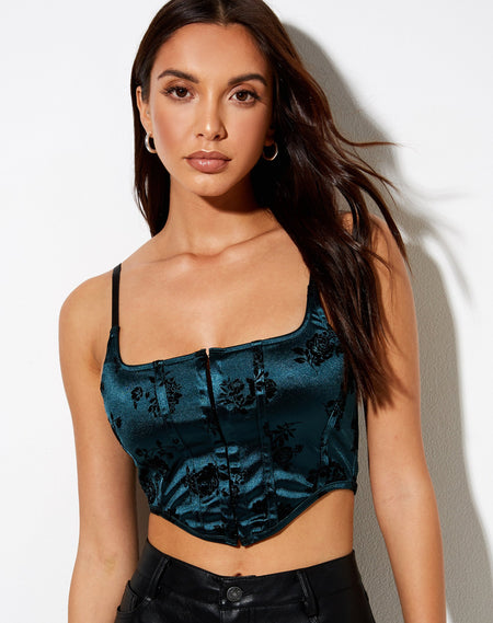 Elca Corset Top in Velvet Sage