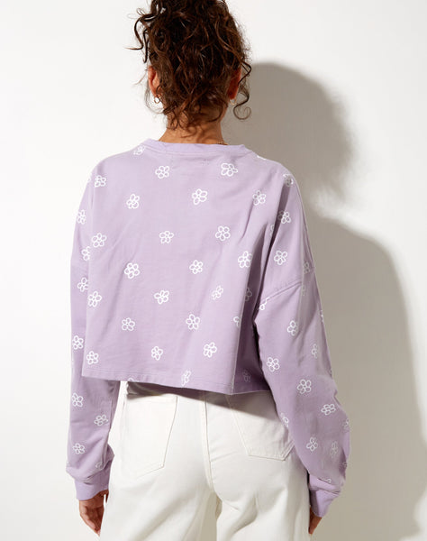 Image of Fawly Crop Top in Small Graffiti Flower Lilac