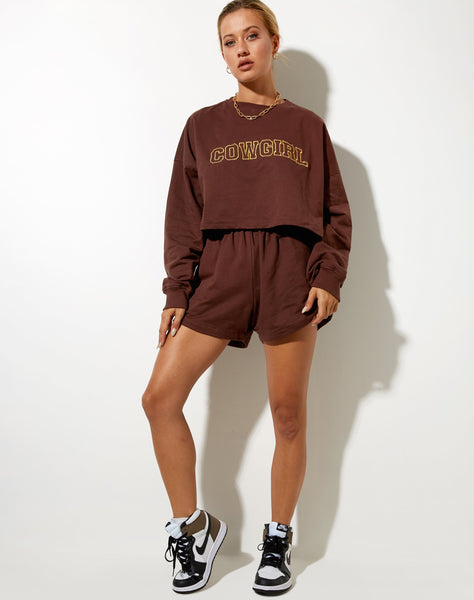 Fawly Crop Top in Deep Mahogany Cowgirl Embro