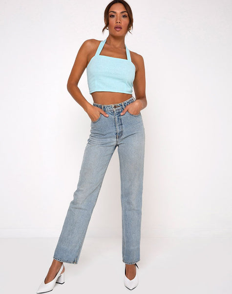 Fedora Crop Top in Aqua