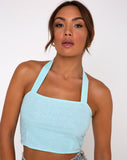 Fedora Crop Top in Aqua