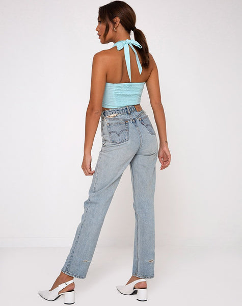 Fedora Crop Top in Aqua