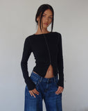 image of Fenrin Long Sleeve Butterfly Jersey Top in Black