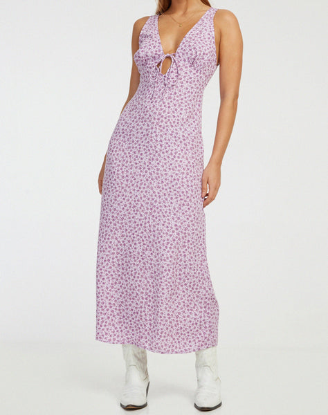 image of Fiaso Midi Dress in Ditsy Rose Lilac