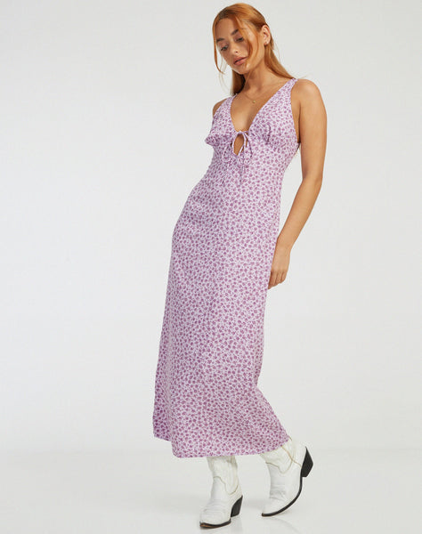 image of Fiaso Midi Dress in Ditsy Rose Lilac