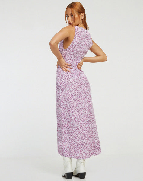 image of Fiaso Midi Dress in Ditsy Rose Lilac