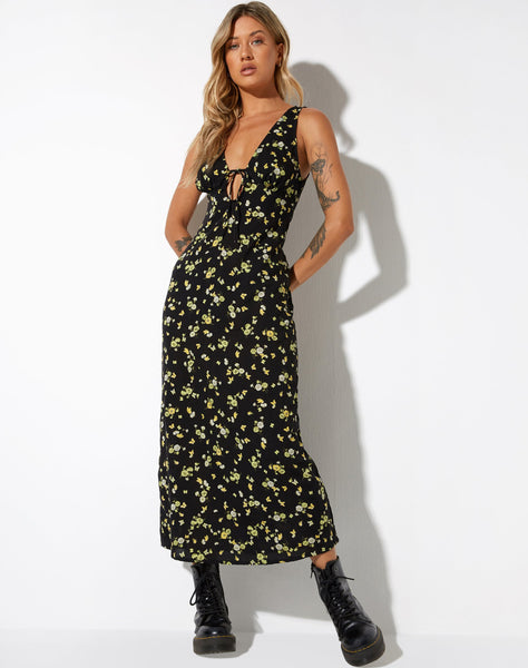 image of Fiaso Midi Dress in Lemon and Lime Black