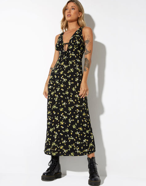 image of Fiaso Midi Dress in Lemon and Lime Black