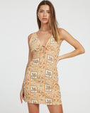 image of Fiata Mini Dress in Picnic Print Brown