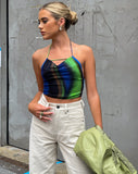 MOTEL X OLIVIA NEILL Salet Crop Top in Solarized Green and Blue