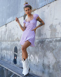 Image of Galaca Mini Dress in Ditsy Rose Lilac