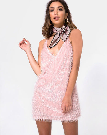 Azalea Off The Shoulder Dress in Sheer Knit Blush