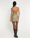 image of Fiona Mini Dress in Satin Avocado