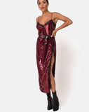 Fitilia Dress in Burgundy Mini Sequin with Black Lace