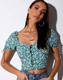 Flaba Top in Floral Field Green