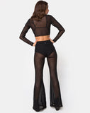 Herlom Flare Trouser in Net Crystal Black  X Princess Polly