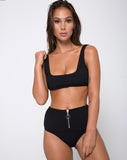 Fleata Bikini Bottom Mini Rib Textured Onyx