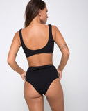 Fleata Bikini Bottom Mini Rib Textured Onyx