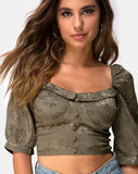 Flory Crop Top in Satin Rose Silver Grey