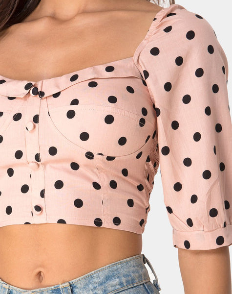 Flory Crop Top in New Polka Nude