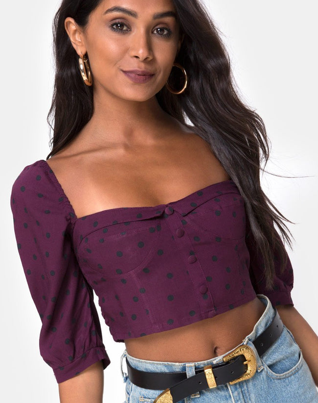 Flory Top in Skater Polka Wine