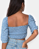 Flory Crop Top in Skater Polka Blue