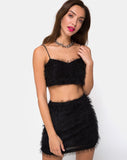 Weaver High Waist Skirt in Fringe Black