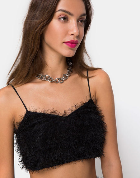 Balien Crop Top in Fringe Sugar Pink