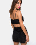 Weaver High Waist Skirt in Fringe Black