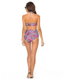 Motel Flux Longline Bikini Bottom In Fluro Flower