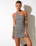 Image of Forsy Mini Dress in Optic Square Black and White