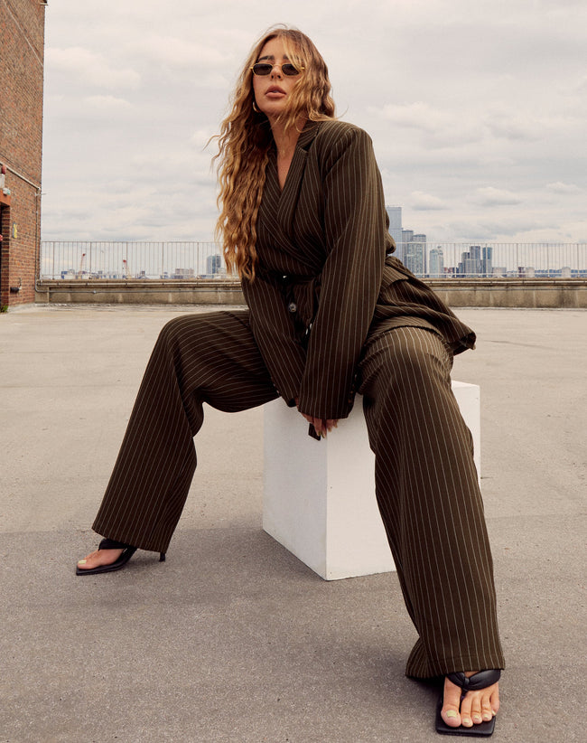 Image of Sakila Trouser in Pinstripe Khaki