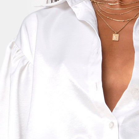 Frantic Longsleeve Blouse in Satin Ivory