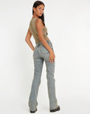 image of Frayed Low Rise Jeans in Light Wash Sandy Tint